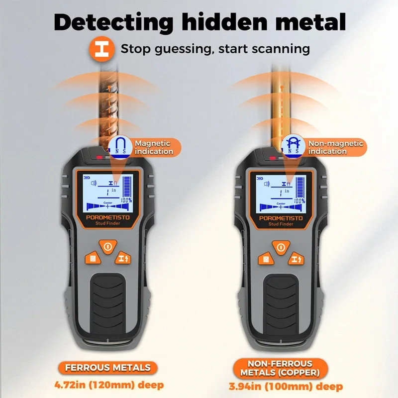 6in1 Stud Finder Wall Scanner Detector Multifunction Wall Scanner for AC Cable W