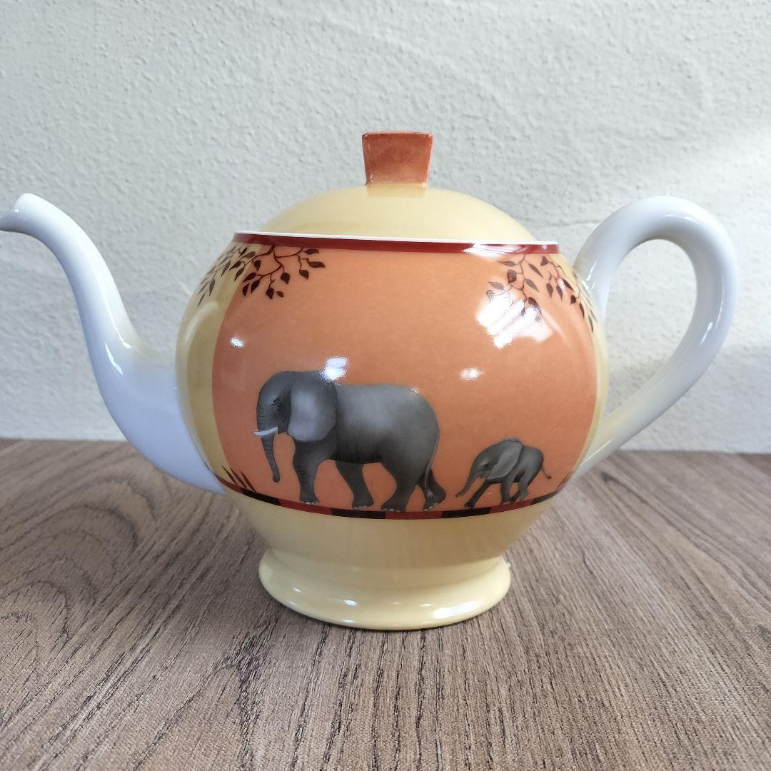 Hermes Paris Tea Pot Africa Orange Porcelain Tableware near mint gift