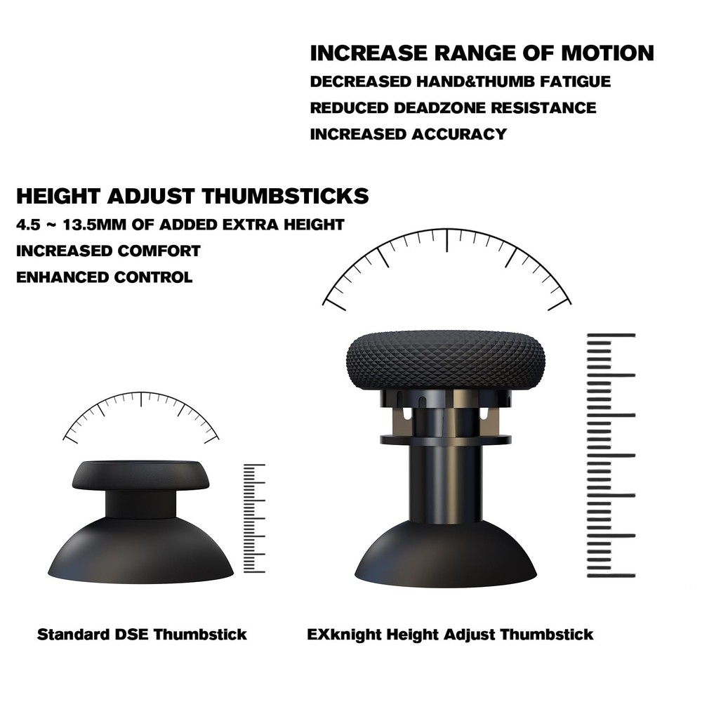 EXknight Controller Freaks for DualSense Edge, Height Adjustable Sticks Black