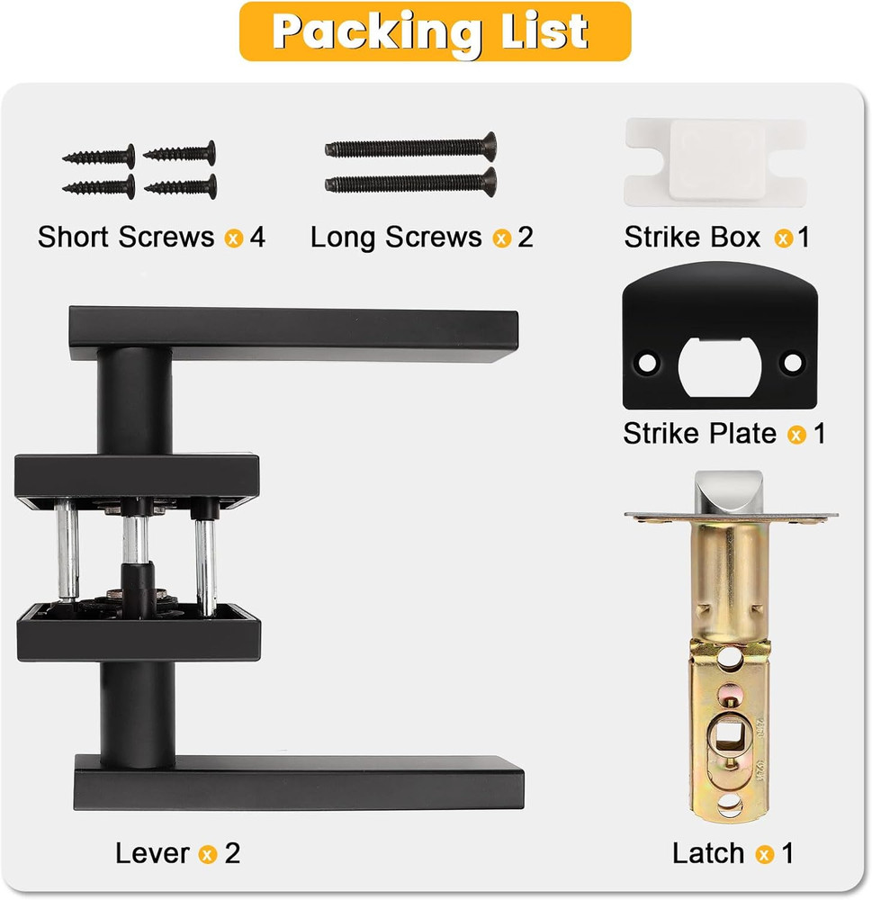 8 Pack Matte Black Keyless Door Handles - Heavy Duty Reversible Knobs