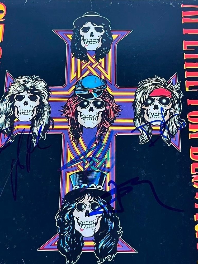 GUNS N ROSES SIGNED APPETITE FOR DESTRUCTION LP X4 COA BECKETT AUTHENTICATION!!