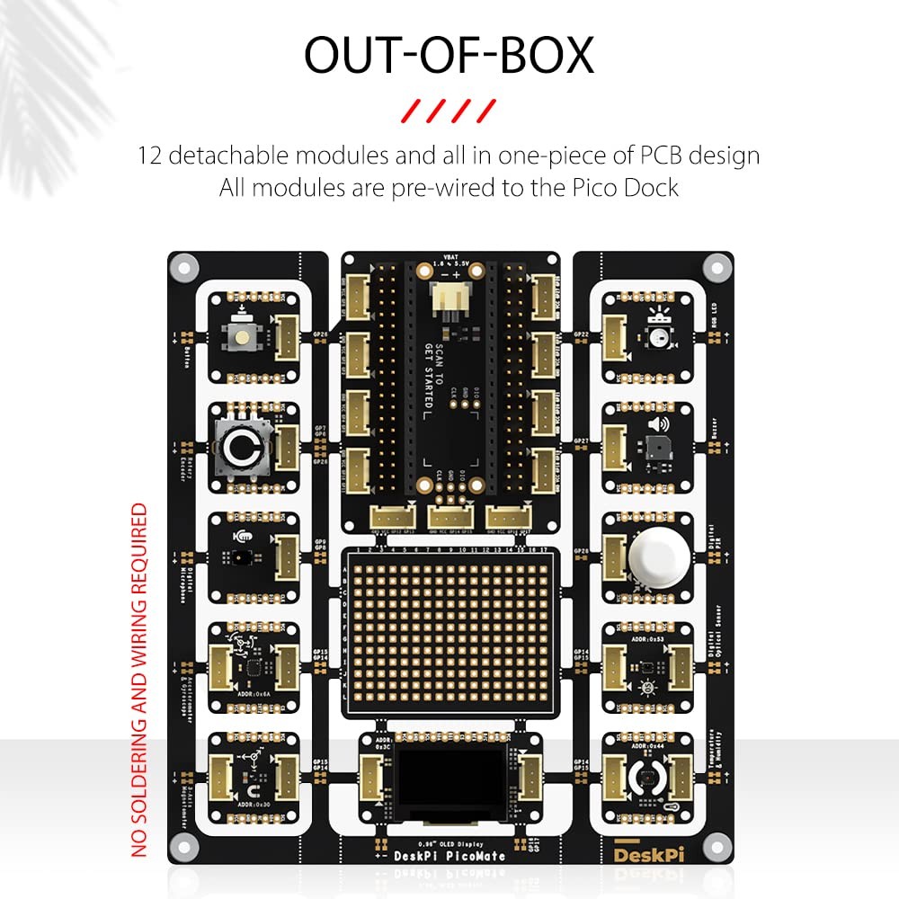 DeskPi PicoMate for Raspberry Pi Pico/Pico W, Learning Electronics and Progra...