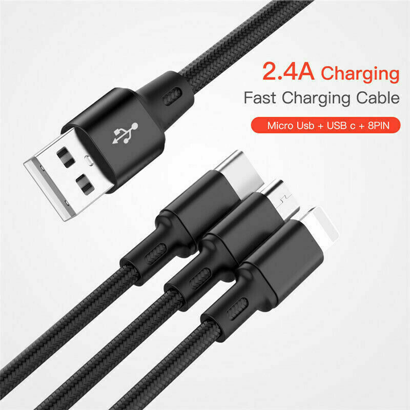 3in1 Fast USB Charging Cable Universal Multi Function iPhone 17 Charger Cord lot