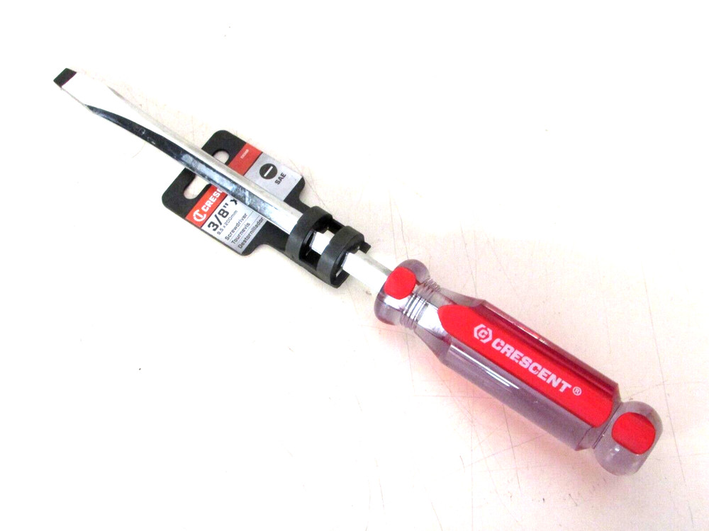 NEW! CRESCENT TOOLS 3/8" x 8" SLOTTED SCREWDRIVER, CS388, SQUARE SHANK