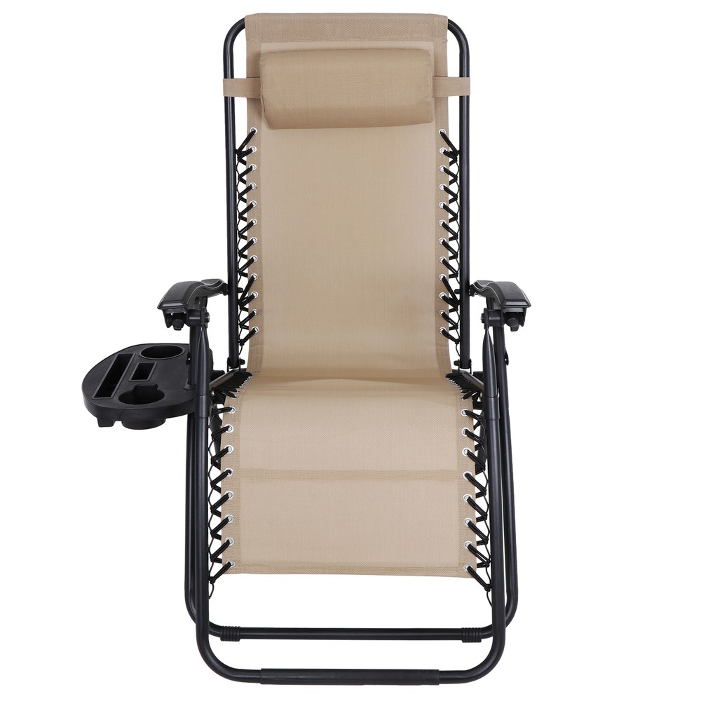 2PCS Zero Gravity Reclining Chairs Foldable Beach Back Yard Relax Afternoon