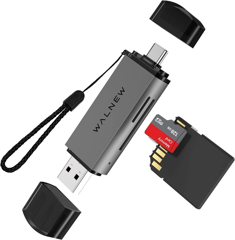 Compact Dual Slot USB 3.0 & USB-C Memory Card Reader - Quick File Transfers