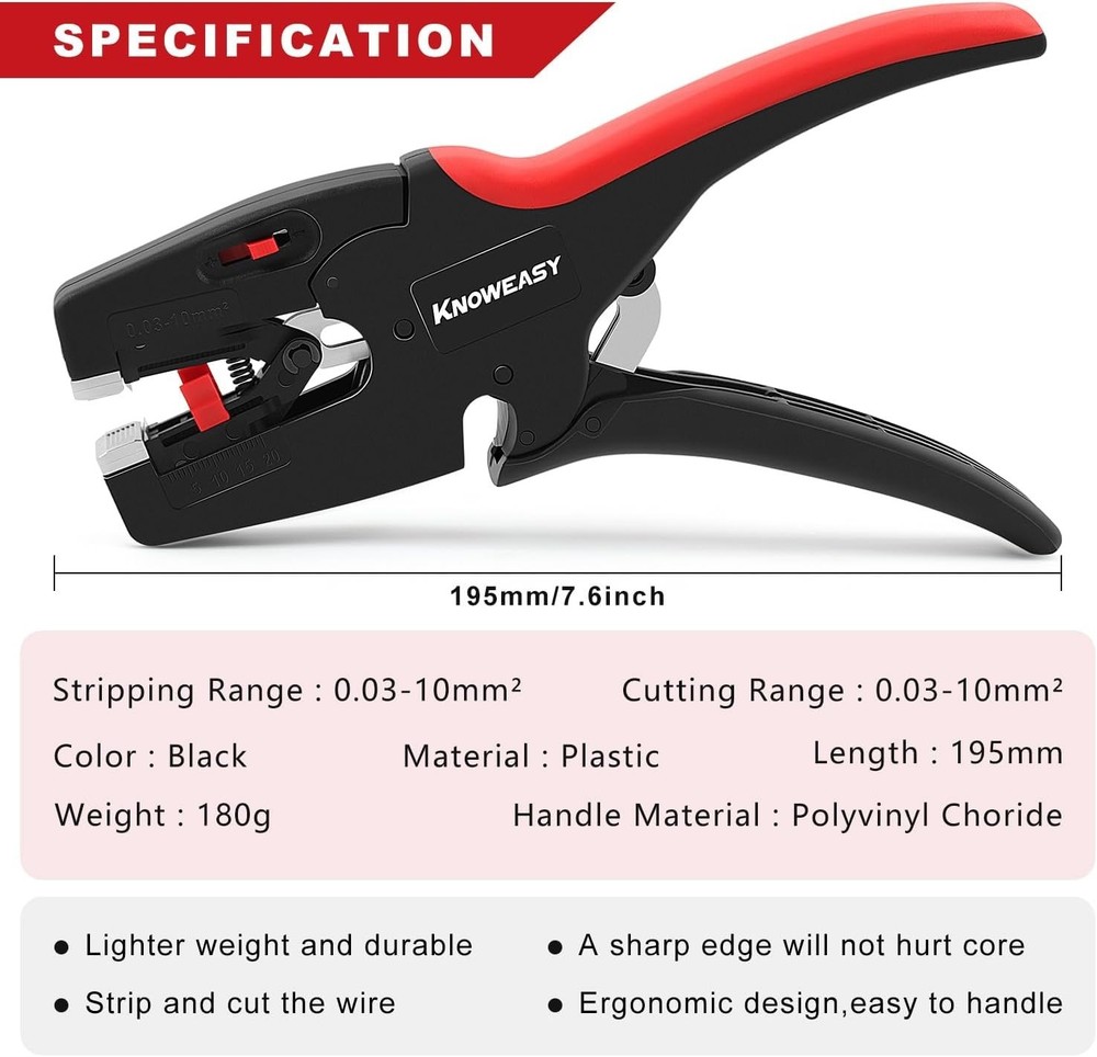 Robust Wire Stripper Plier & Cutter for Electrical Work - 5.6 Ounces Lightweight