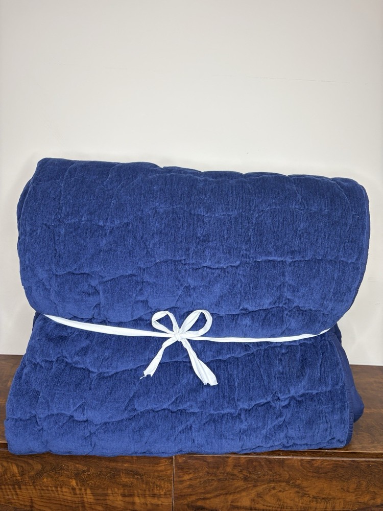pottery barn cozy cloud Handcrafted Quilt - Queen - Midnight Blue