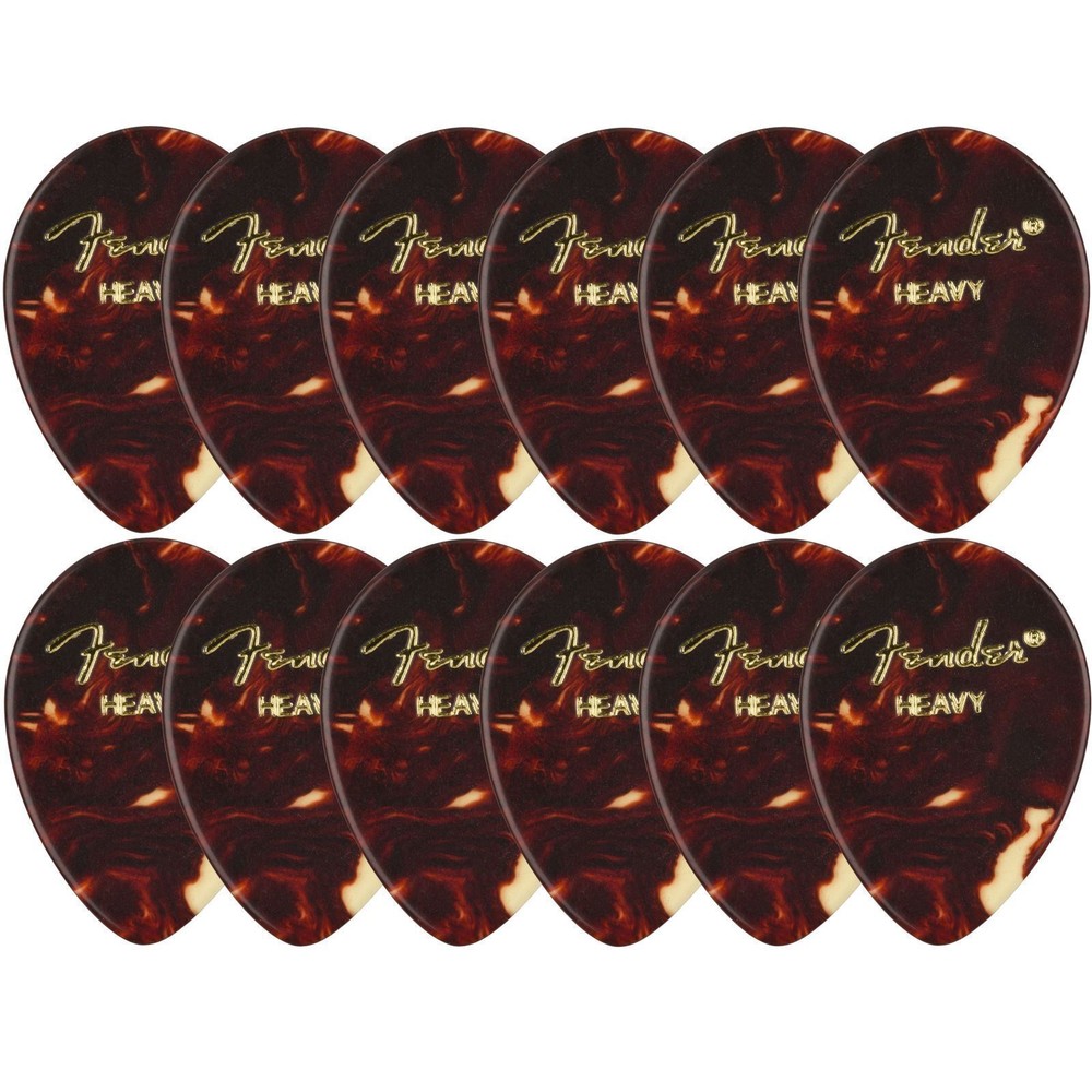 Fender Classic Celluloid 354 Shape Guitar Picks, Heavy, Tortoise Shell, 12-Pack