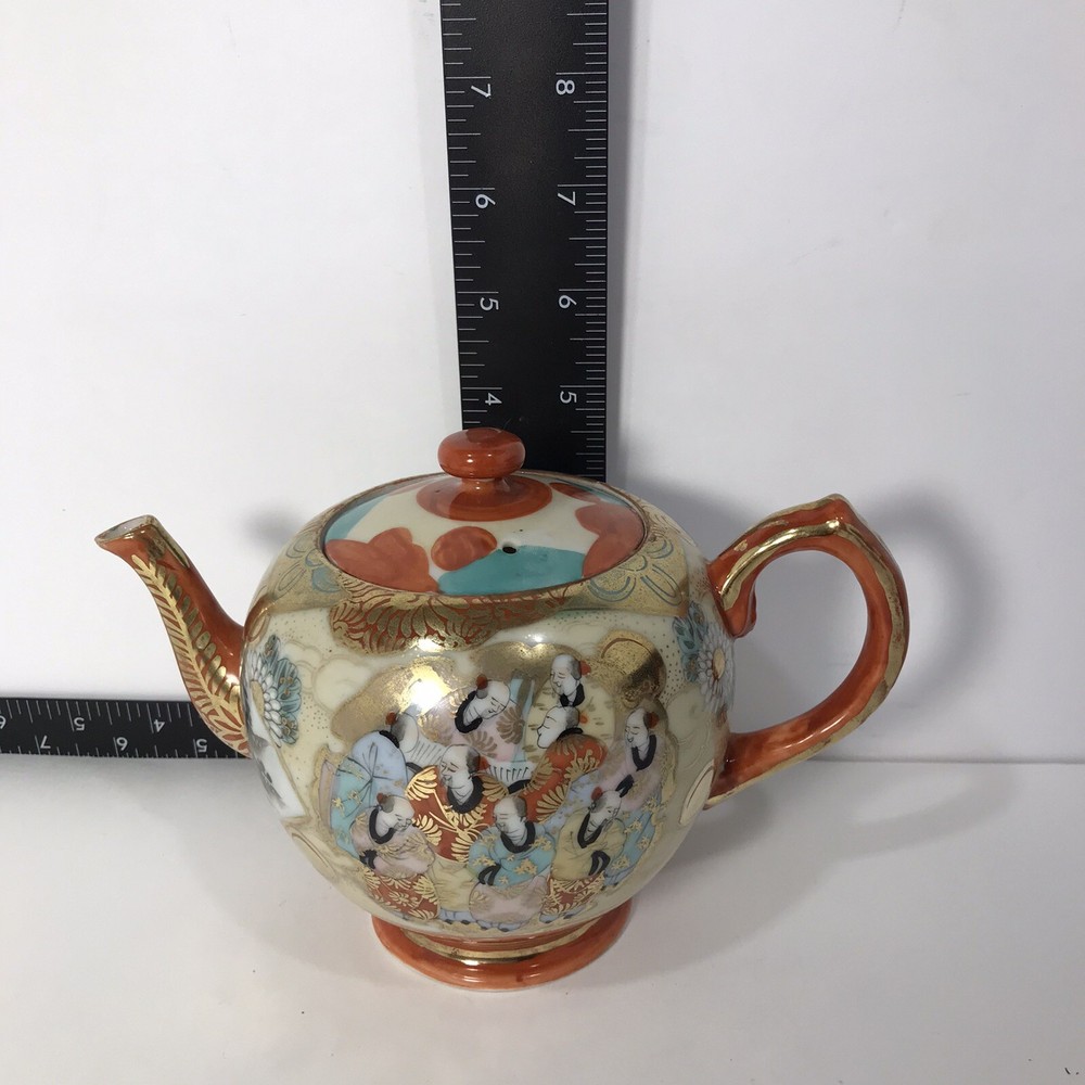 Antique Nippon Hand Painted Gilded 5” Teapot