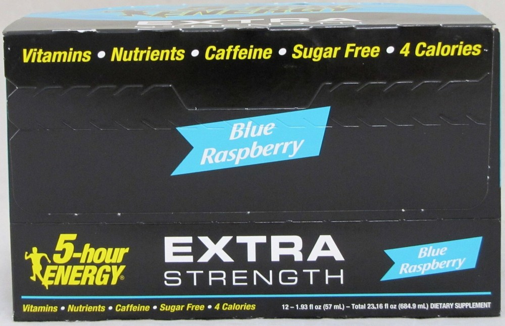 5 Hour Energy Shot Blue Raspberry Extra Strength Shots Hr Five 12 Count Box