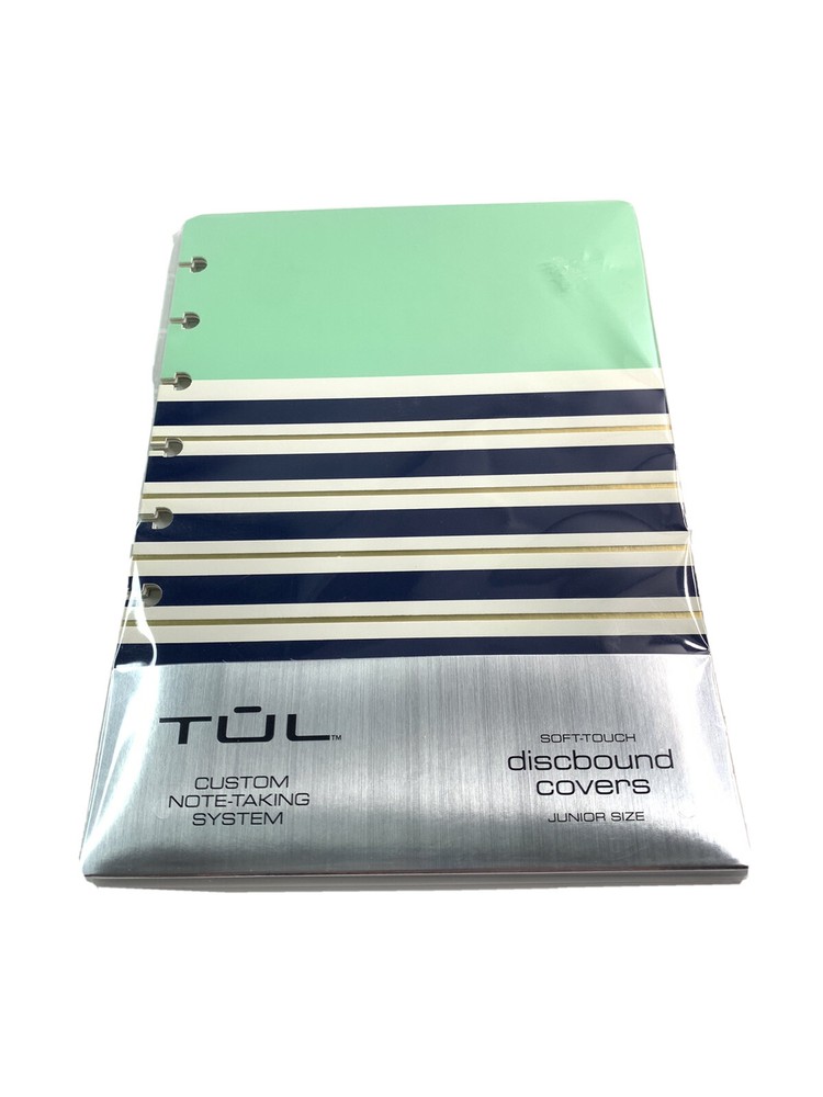 TUL 5.5x8.5 Mint Stripe Custom Note-Taking System Discbound Notebook Soft Covers