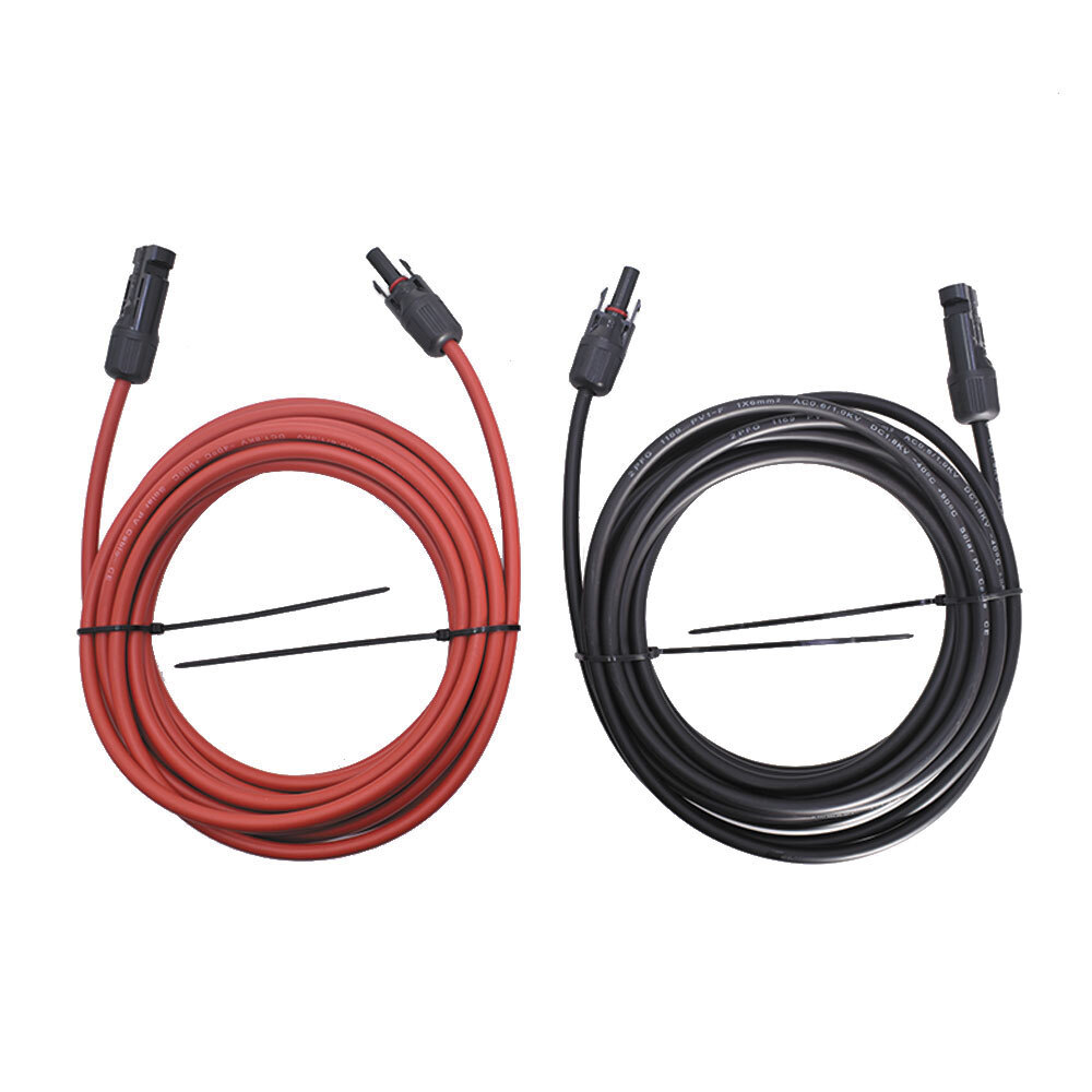 1 Pair Black + Red Solar Panel Extension Cable Wire Connector 12AWG