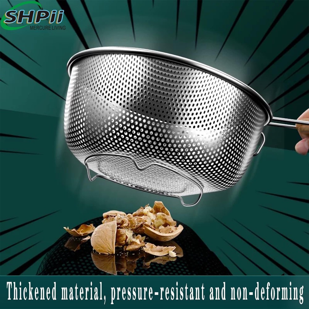304 Stainless Steel Strainer Basket with Self-Draining Solid Base Ideal for k...