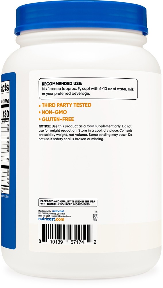 Nutricost Whey Protein Isolate (Unflavored) 2LBS - Protein Powder