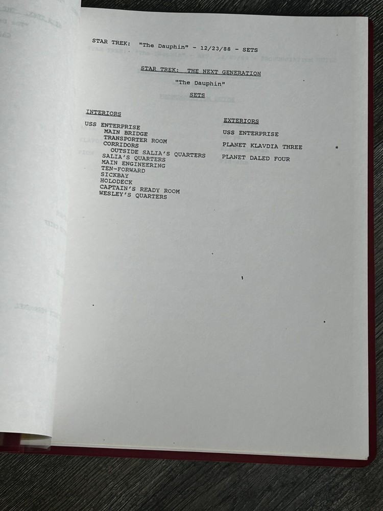 STAR TREK Script The Next Generation Dauphin 2nd Revision Final Draft Dec 1988