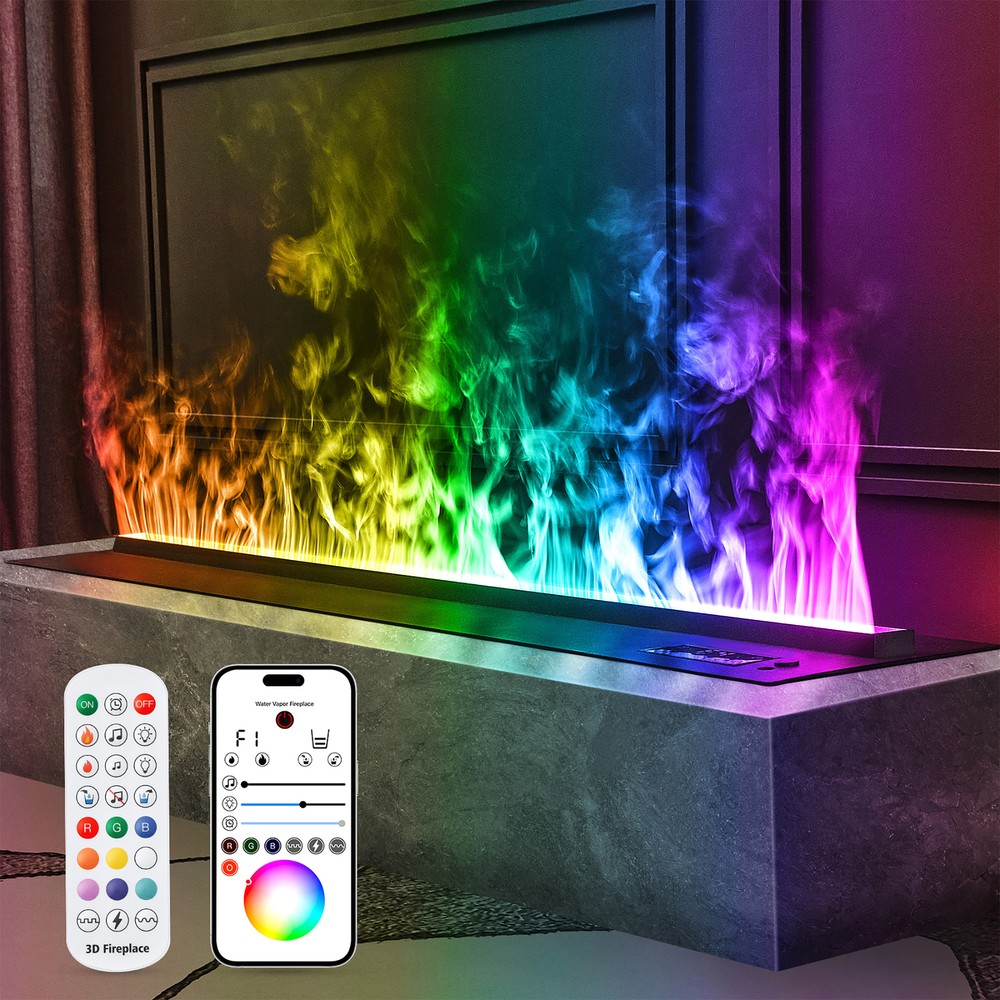 Electric Fireplace,With APP Control，Muticolor&Automatic Water