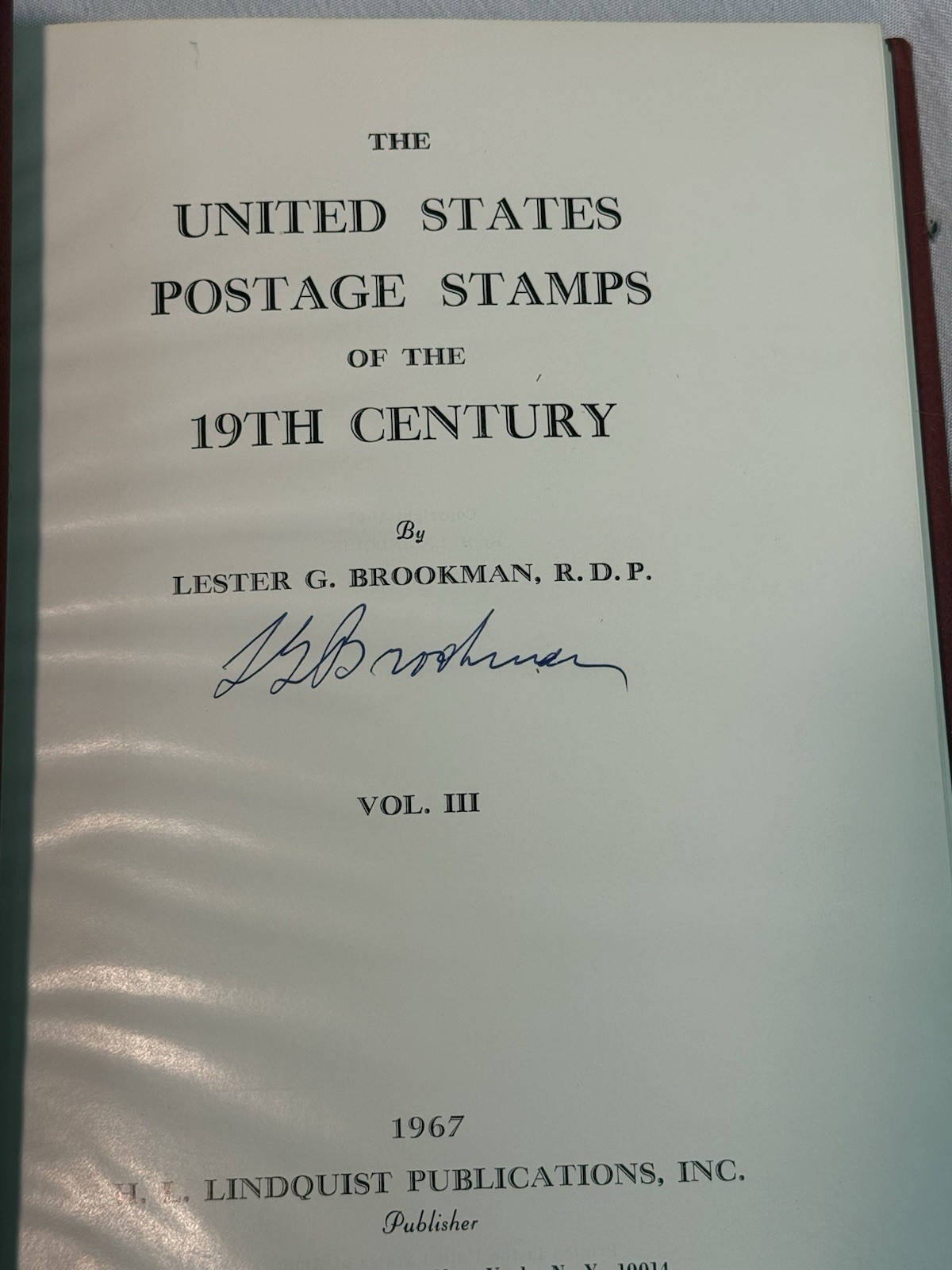 The United States Postage Stamps of the 19th Century – Brookman SIGNED 3 Vol Set