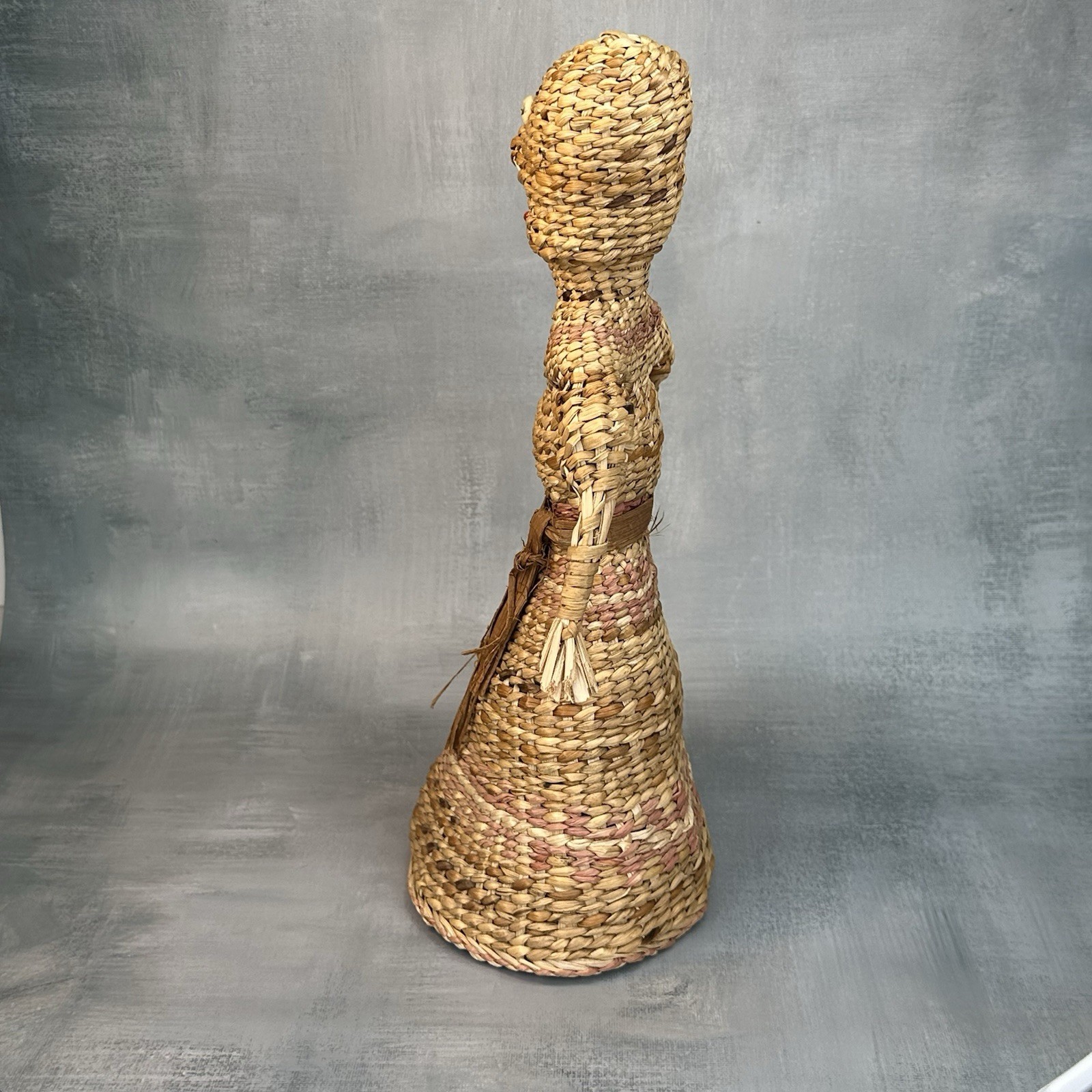 Vintage Native American Skokomish Basketry Basket Doll Woman Dress 13”