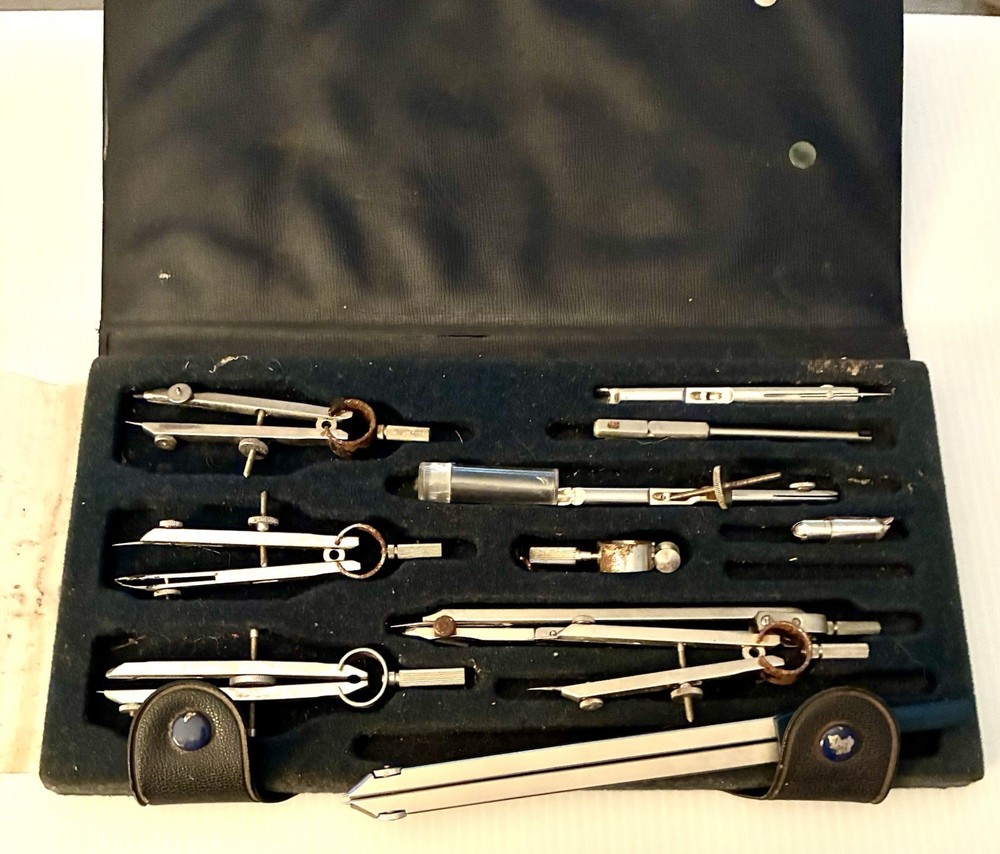 Drafting Set In Case Not Complete Vintage READ DESCRIPTION