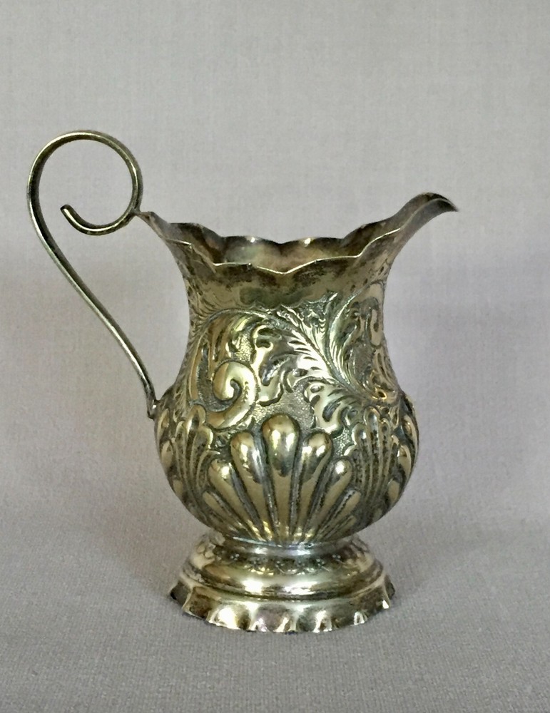 Antique Repousse Nickel Silver Cream Pitcher