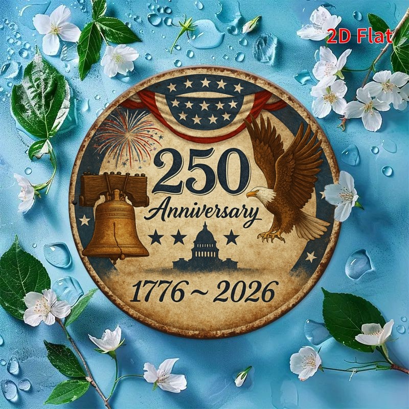 USA 250th Anniversary Metal Sign 1776-2026 Patriotic Bell & Eagle Wall Decor