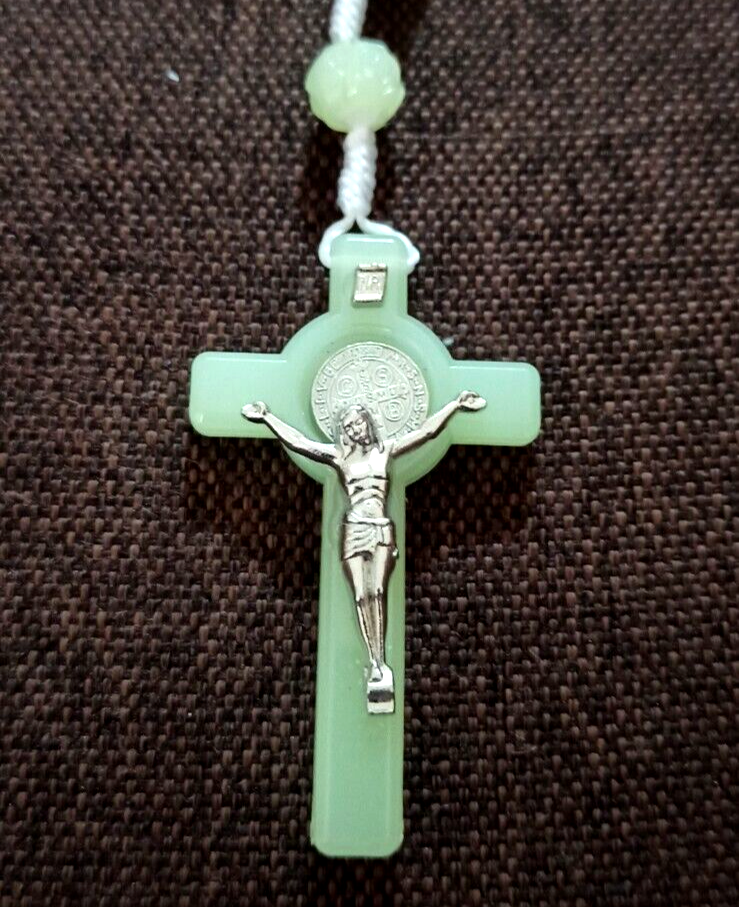 Rosary Luminous Phosphorous Hand Made Jerusalem Saint Benedict Glow in the Dark