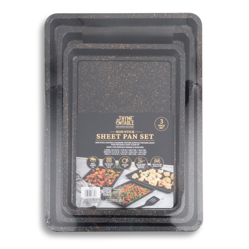 Thyme & Table Nonstick Sheet Pan 3-Piece Set - Black