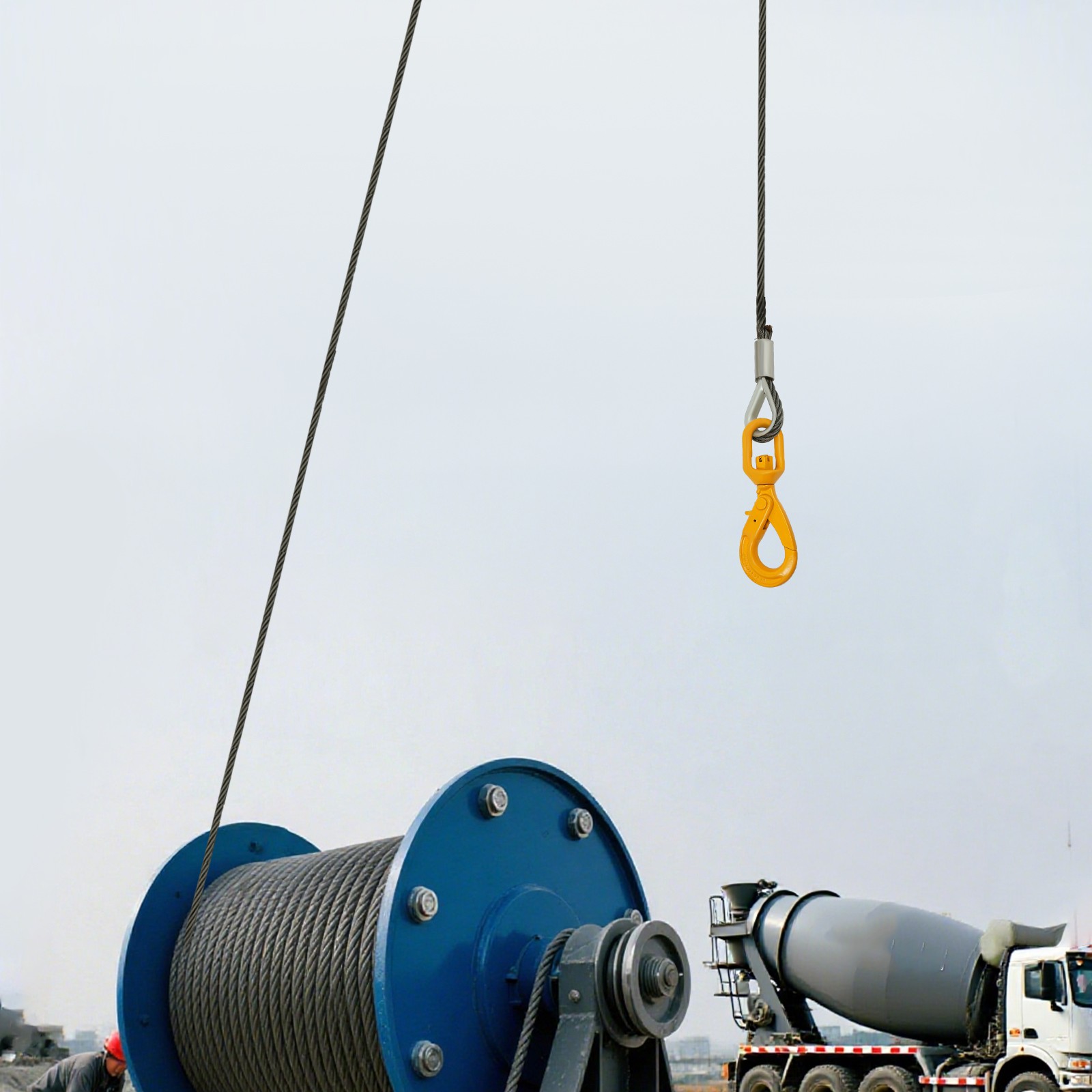 9/16in*100FT Steel Winch Cable Wire Rope w/ Swivel Self-locking Hook 4409.25 lbs