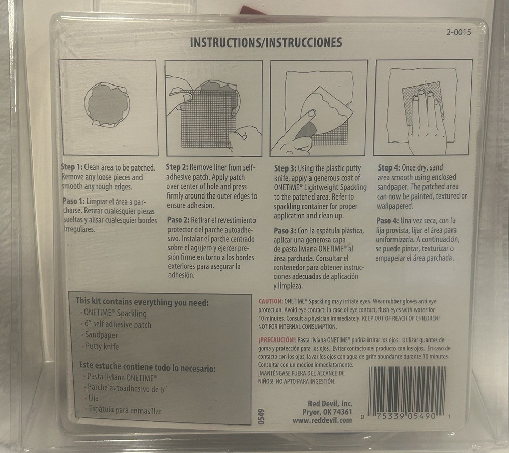 NEW - Red Devil Lightweight Spackling Patch A Wall Kit 1/2 Pint 0549