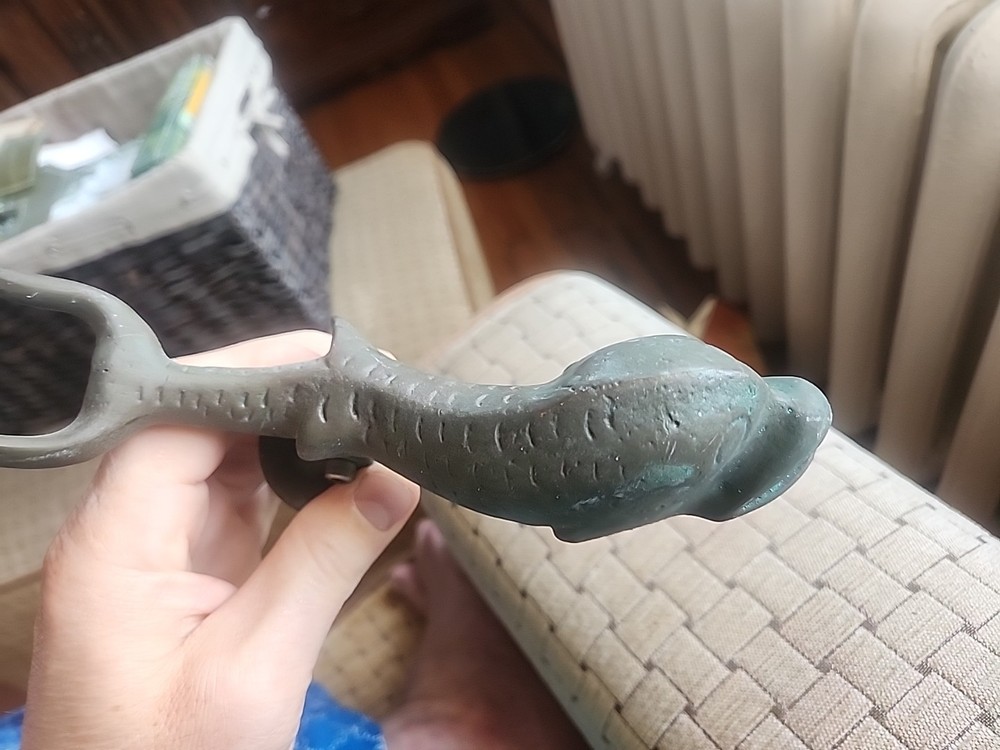 Vintage Solid Brass figural Door Knocker FISH Design 7.5”