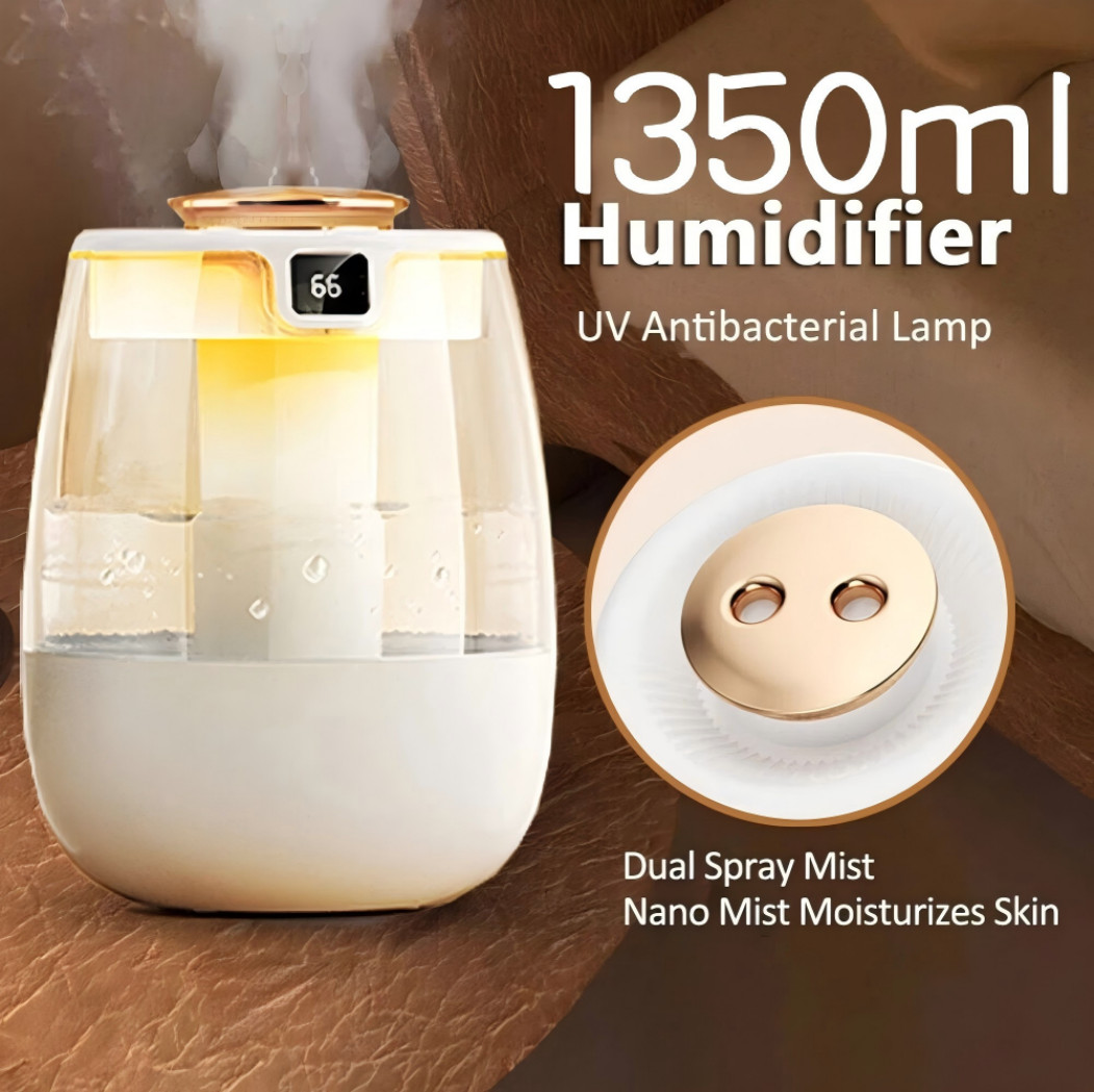 1.35L Humidifiers Ultrasonic Warm&Cool Mist LED Humidifier Top Fill For Bedroom