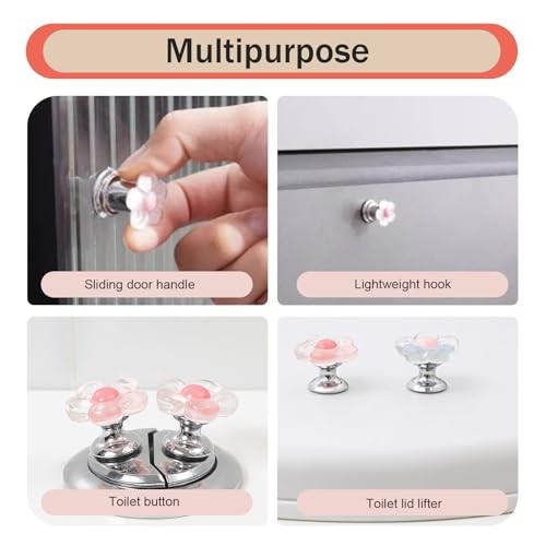 Car Push Start Button Cover, Engine Ignition Button Creative Flower 1 PC Red