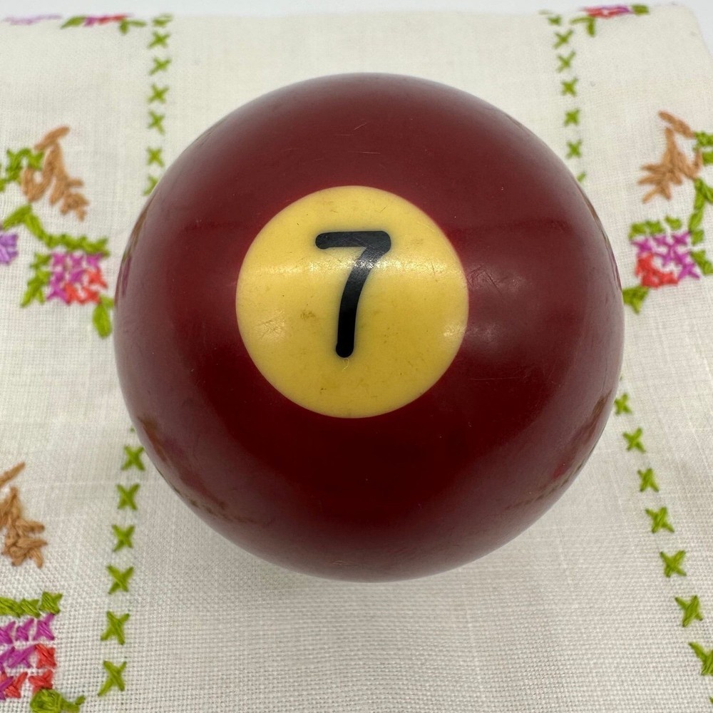 Vintage Billiard Ball Pool 7 Solid Red Replacement Table Game Man Cave Decor