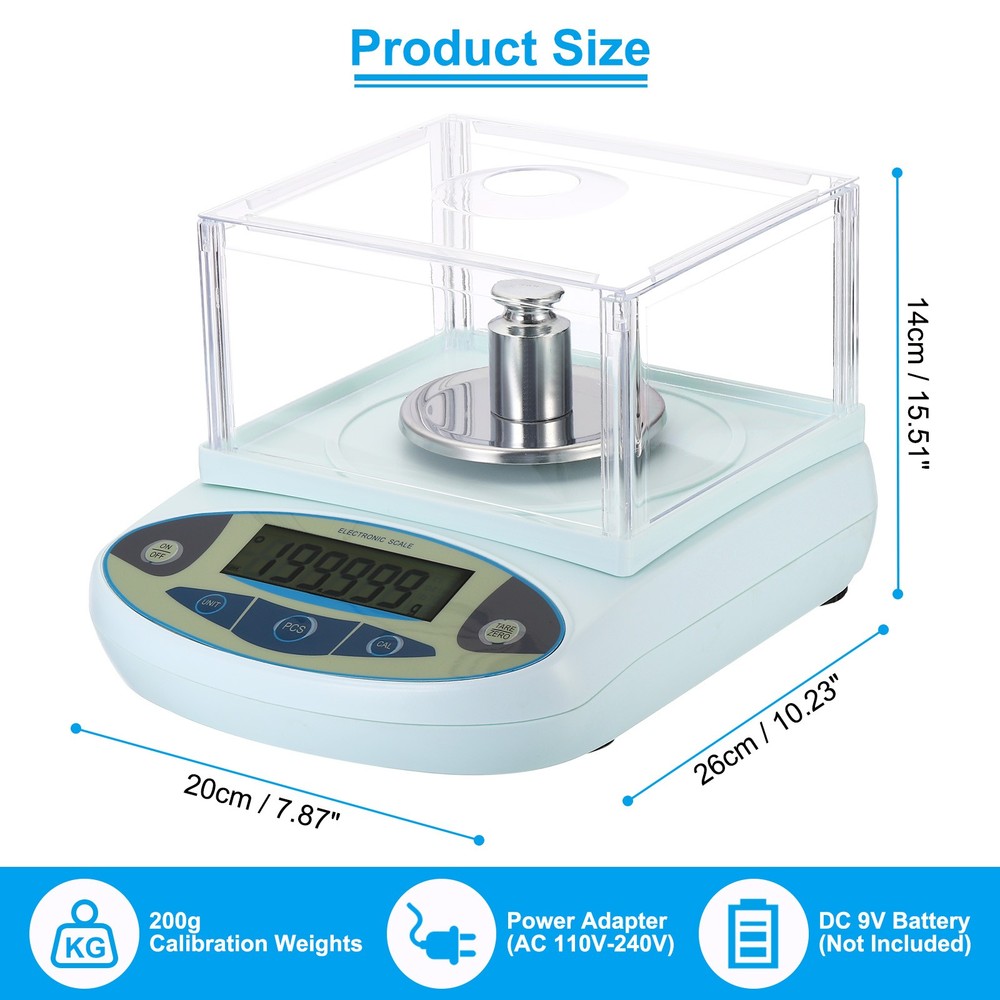 Lab Scale High Precision Electronic Analytical Balance Sensitive w Windshield