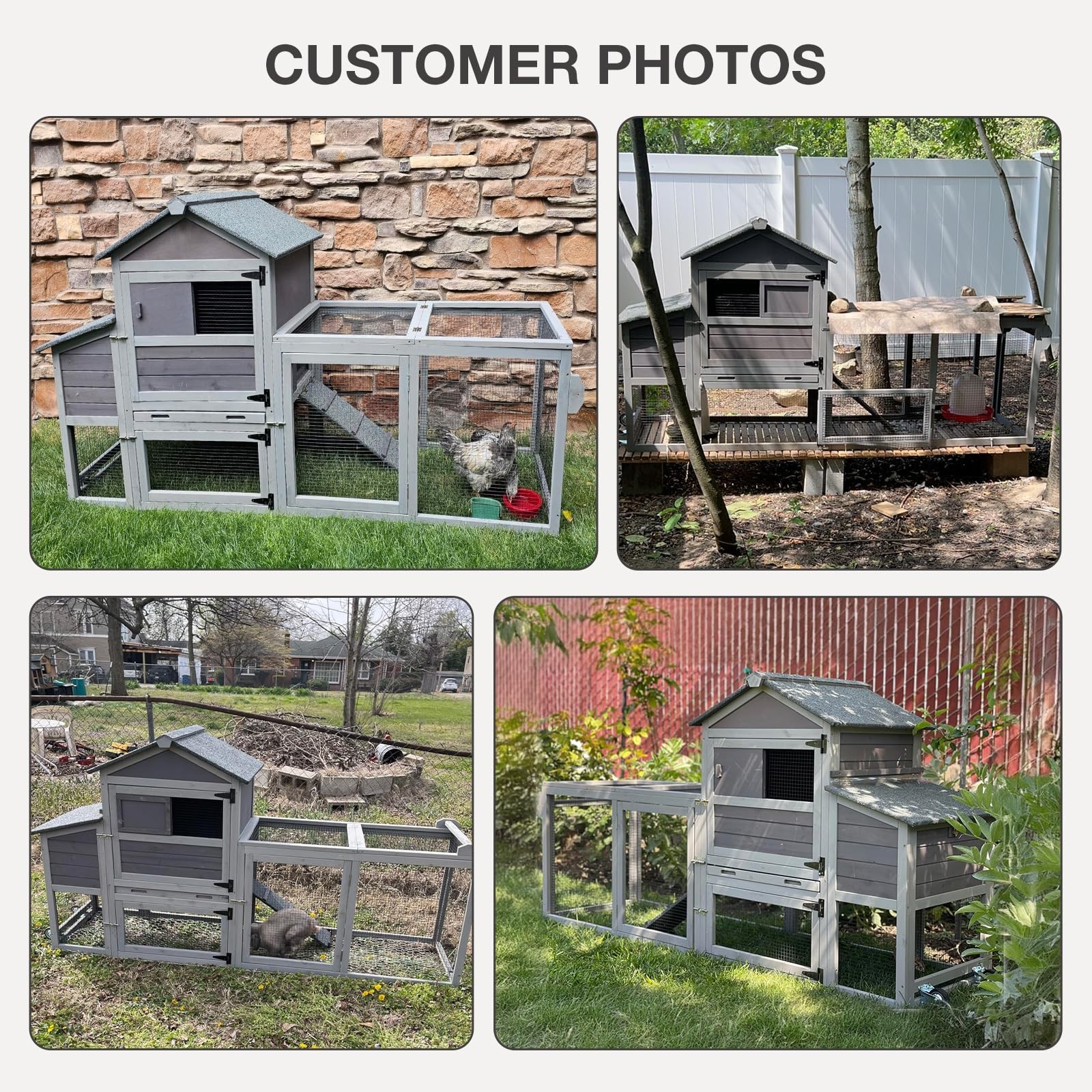 Chicken Coop for Outdoor - Poultry Cage with Wheels Large Mobile Hen House