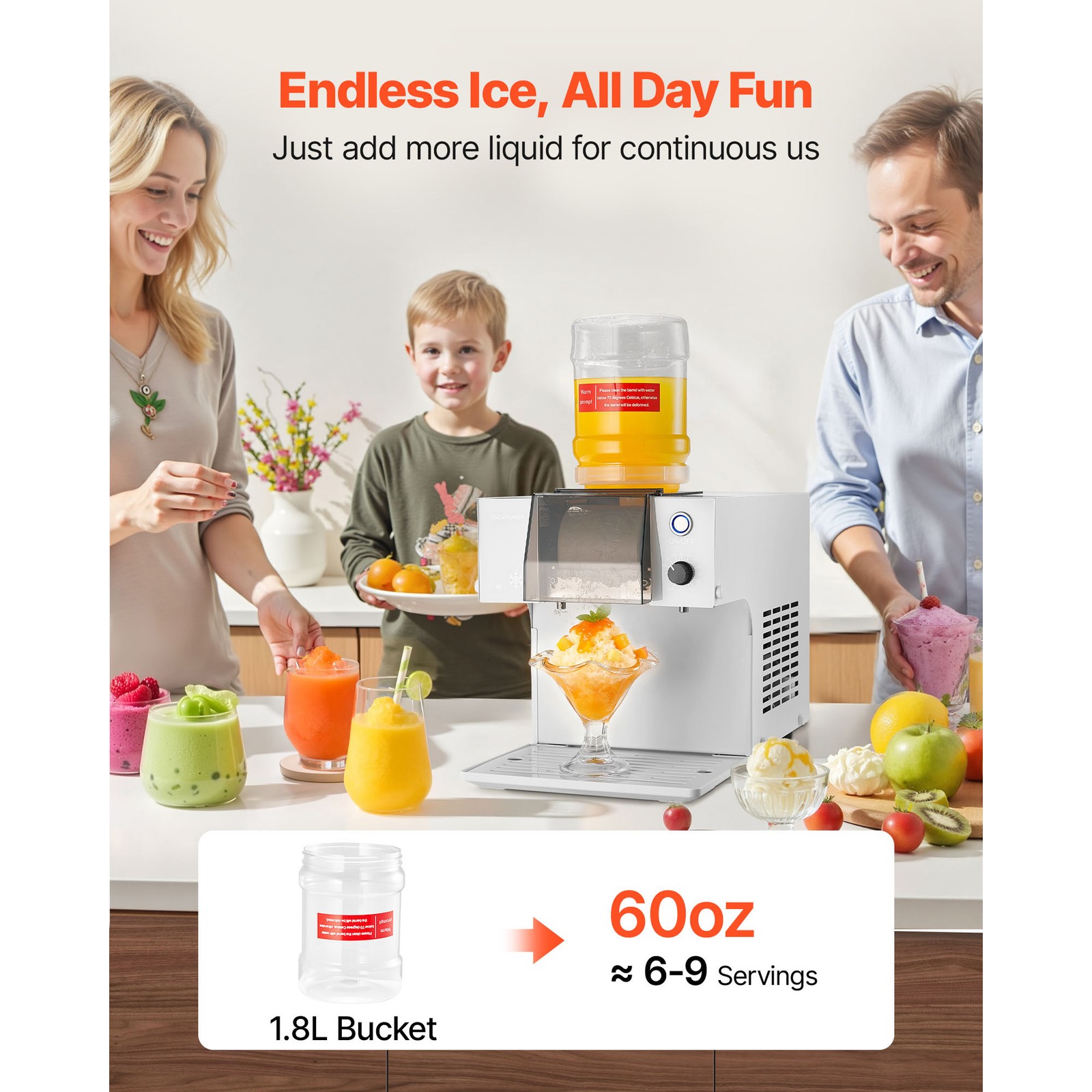 Uimoso Snowflake Ice Maker 132LBS/24H Ice Shaving Machine for Home Party Use