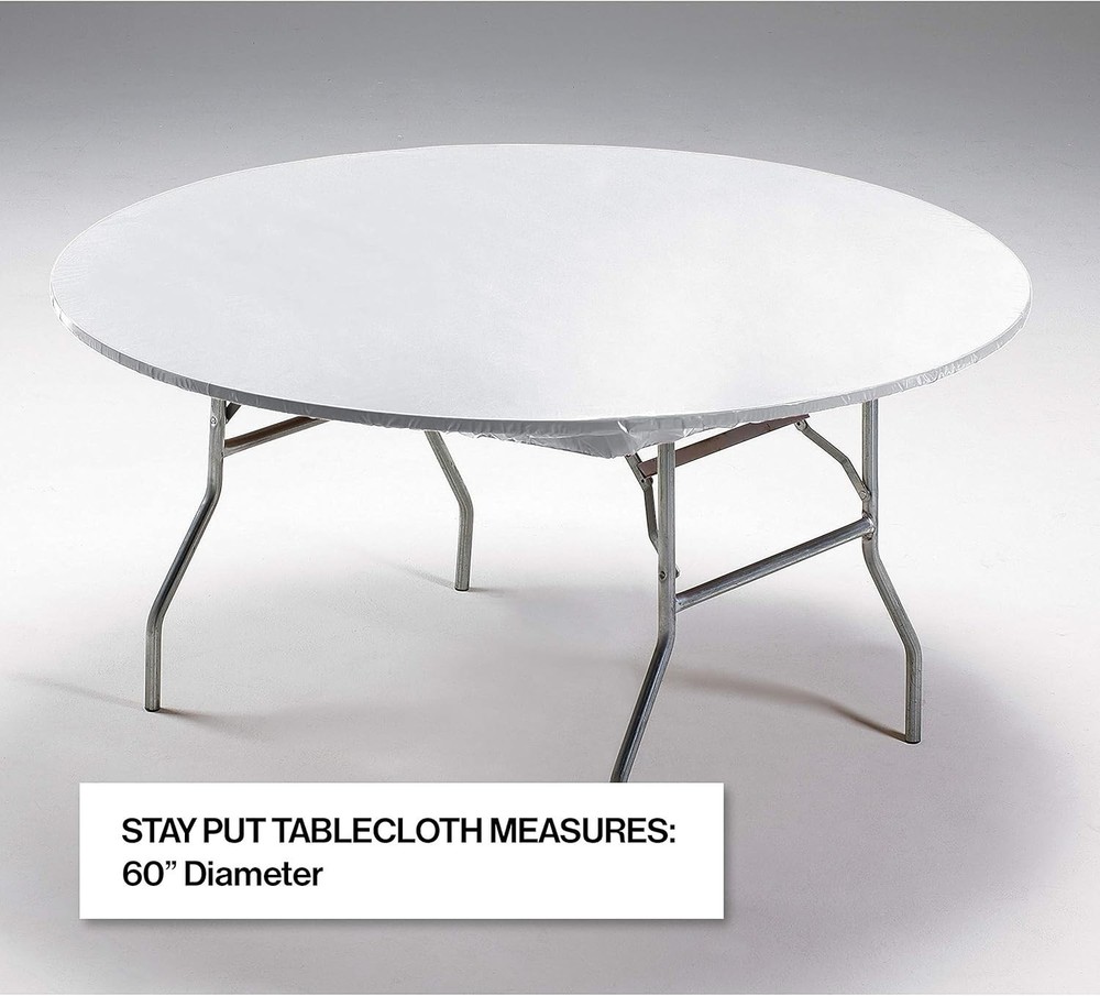 tay Put Tablecovers White, 60", 3 Count