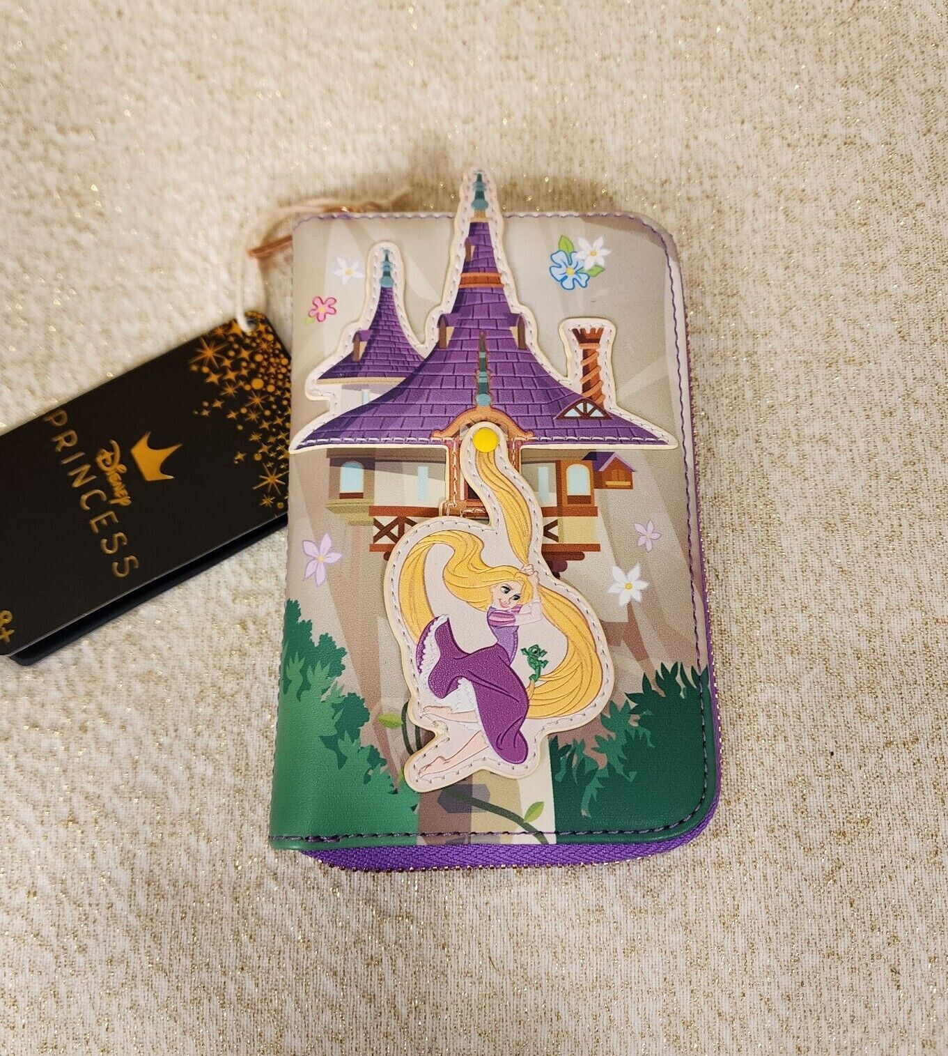 Loungefly Disney Tangled Rapunzel Swinging From Tower Zip Around Wallet NEW
