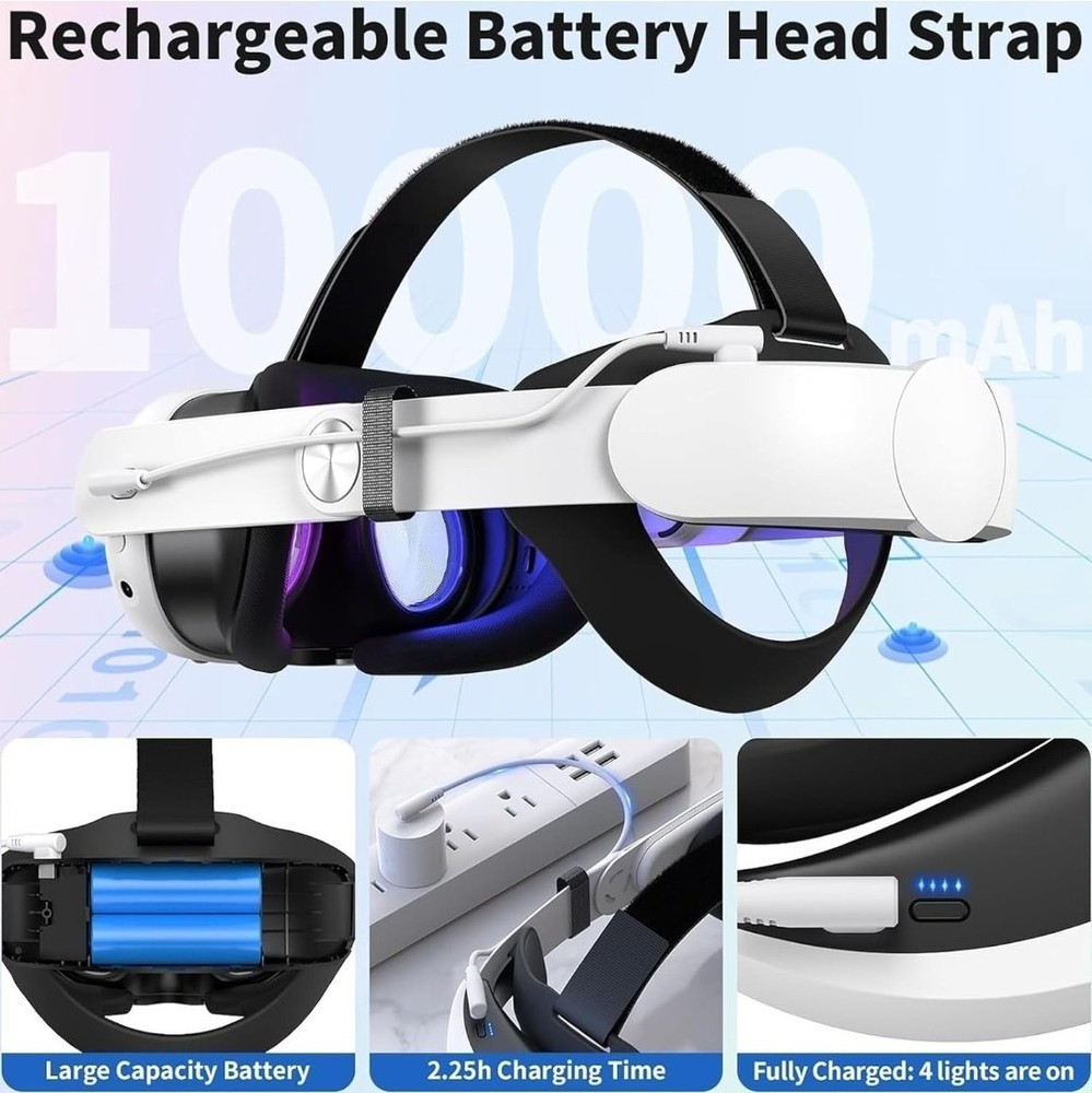 Elite Adjustable Strap With Battery For Meta Quest 3, 10000 mAh