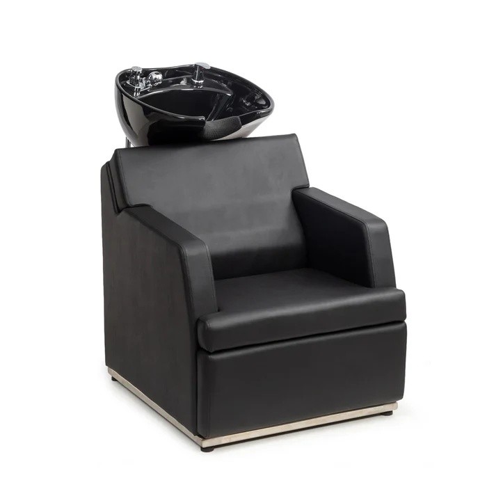 Professional Salon Shampoo Chair with Tilting Porcelain Bowl, Rubber Neck Rest