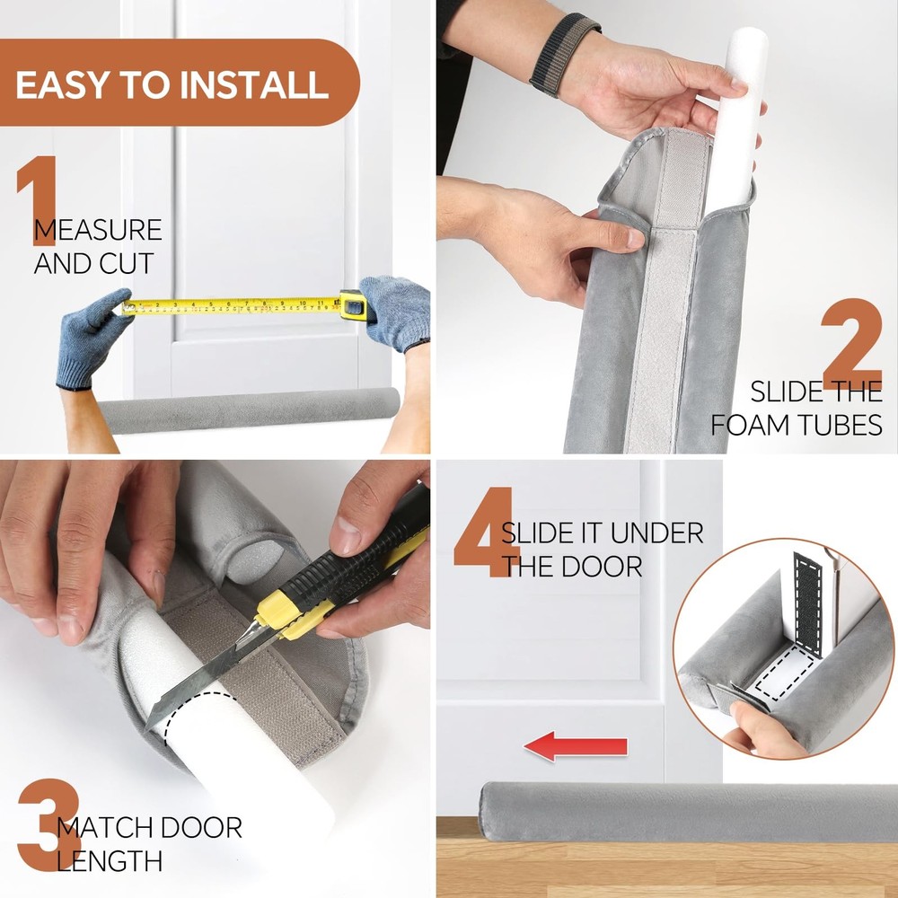 Adjustable Under Door Draft Stopper, 30"-36" Double Side Block Design, Windpr...