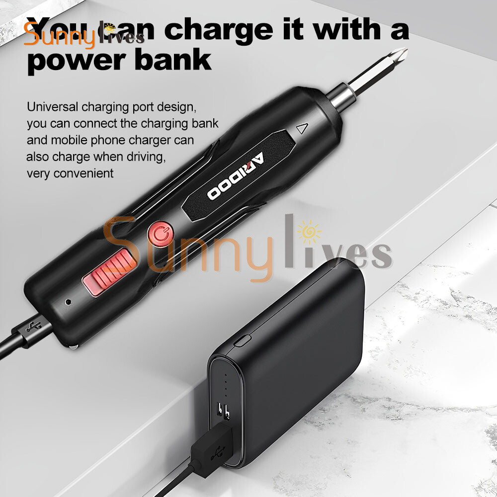 Portable Electric Screwdriver Compact USB Rechargeable Screw Driver Power Tool ~