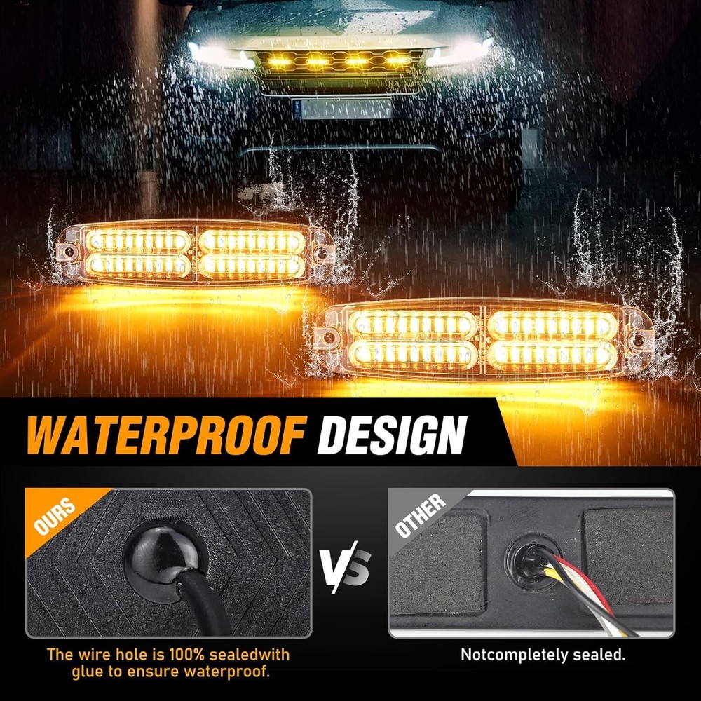 Amber Strobe Lights Kit for Trucks,Sync Feature Emergency Strobe 4 PCS