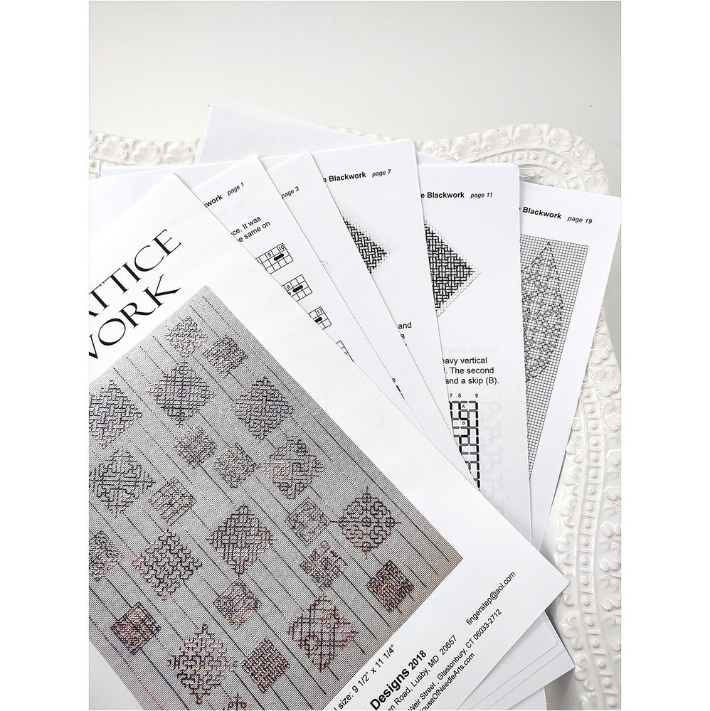 Chinese Lattice Blackwork Embroidery Patterns 3 Bellpull Cube Panel Finger Step