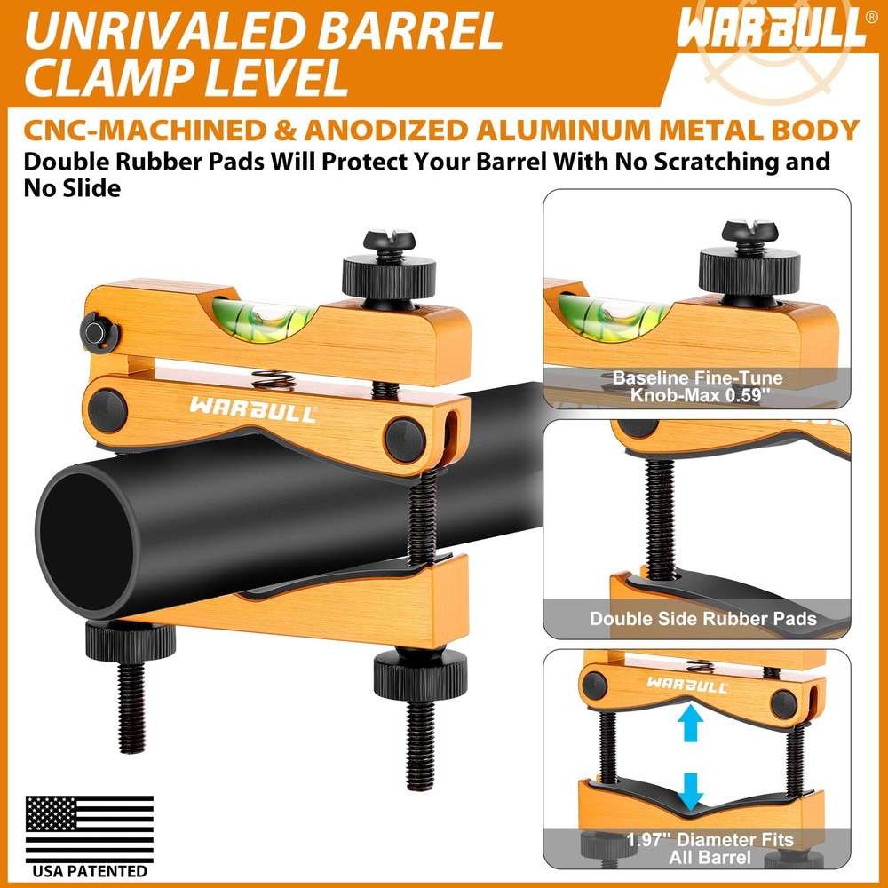 WarBull Scope Leveling Kit Universal, Magnetic Base High-Precision Gold
