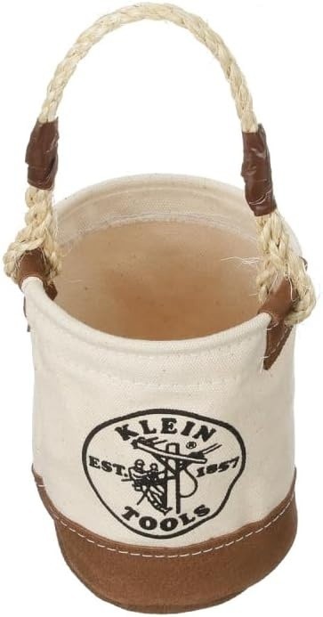 Klein Tools 5104MINI Mini Tool Bucket with Leather-Bottom, Nuts & Bolt Tool Bag