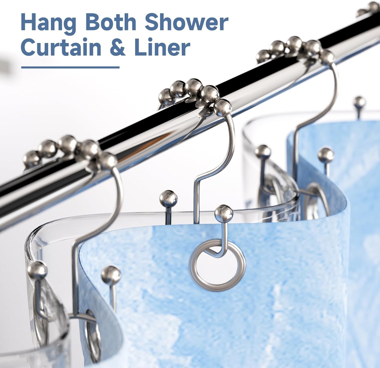 12-Piece Titanker Shower Curtain Hooks Rings, Rust Resistant Metal Double Glide*