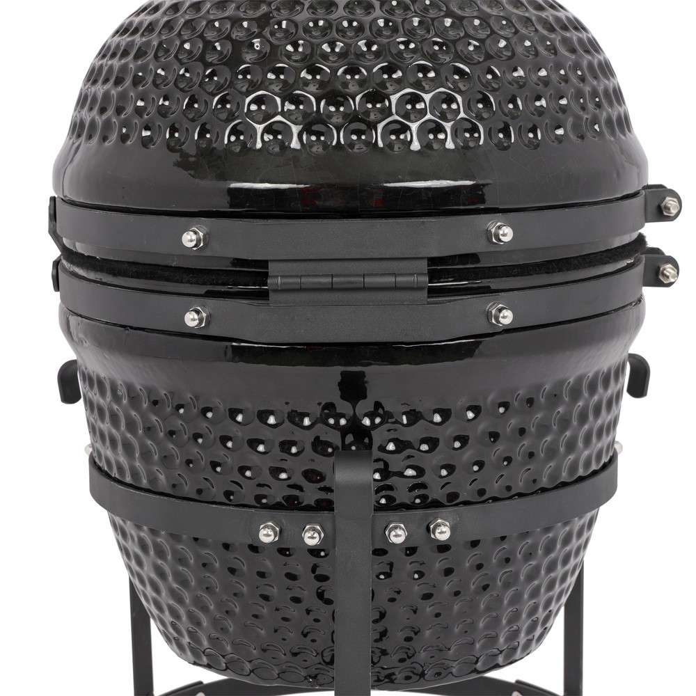 13in Round Ceramic Charcoal Grill Black