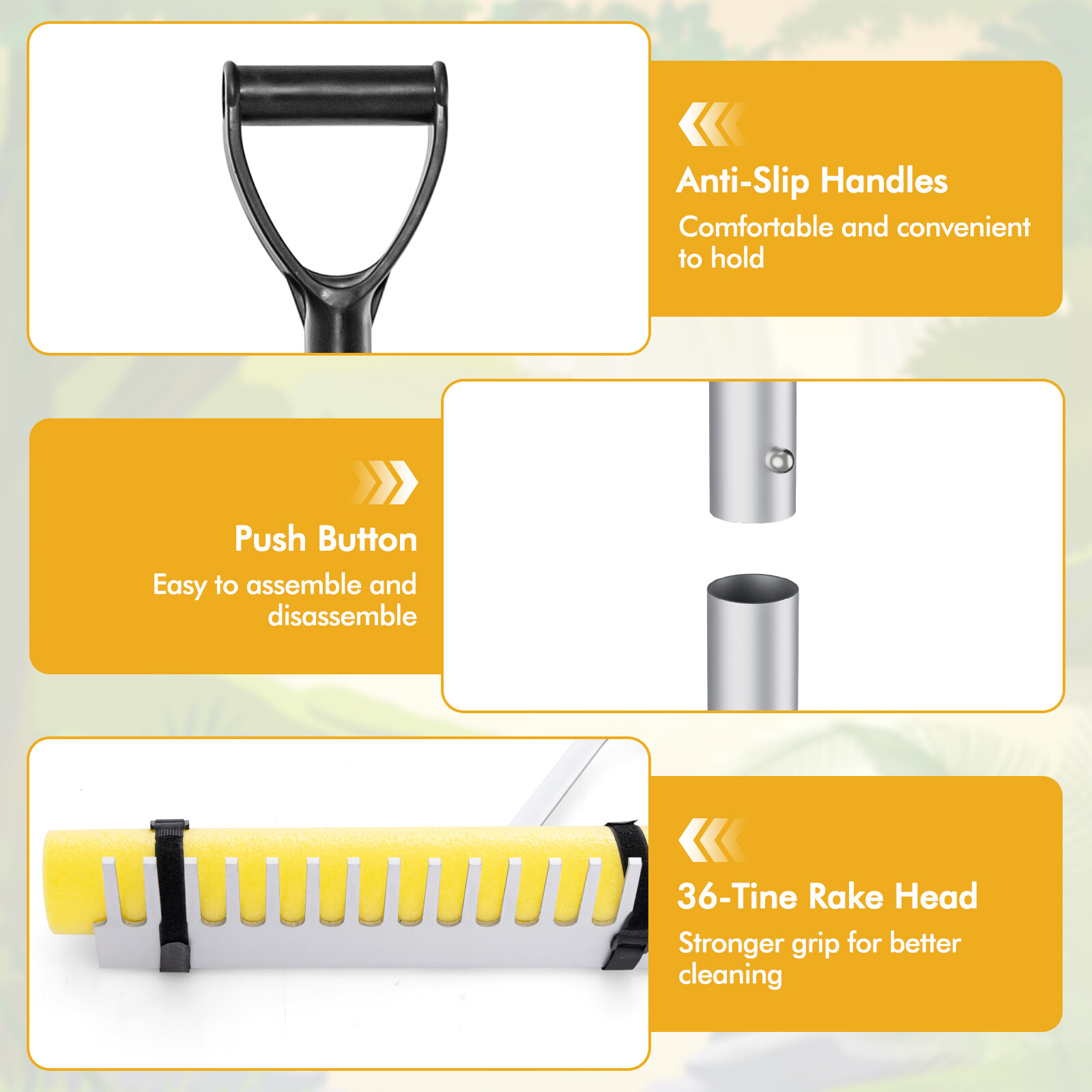 Floating Weed Lake Rake Pond Weed Cutter w/ Foam Floats, Rope & Extended Handle